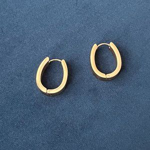 NWT! 18k Rose Gold Plated Stainless Steel Oval Hoop Earrings